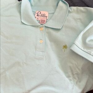 Lilly Pulitzer Aqua Polo Shirt with Palm Embroidery